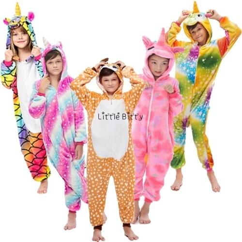 4 6 8 10 12 Years Boys Flannl Pajamas Winter Unicorn Pijamas Infanitl Children Panda Licorne Pyjamas Sleepwear