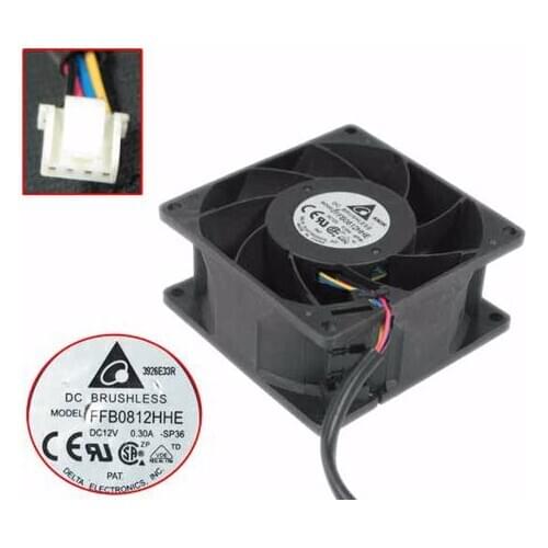 Delta Electronics FFB0812HHE SP36 DC 12V 0.30A 80x80x38mm 4-wire Server Cooler Fan