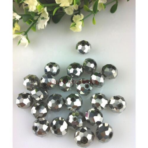 8MM 350Pcs Silver Plated Crystal Glass Beads Loose Rondelle Beads For Jewelry Making Favor Craft Bracelet Necklace DIY Beads