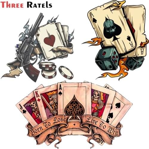 A617 Cartoon Born to lose Live to Win Playing Cards A PVC Motorcycle Car Sticker JDM Window Trunk Bumper Decal