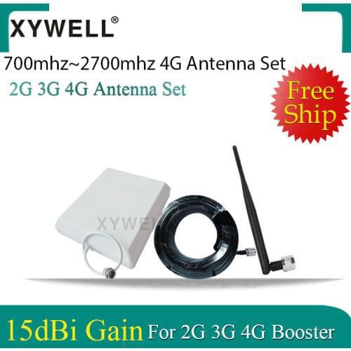 4G Antennas 700~2700mhz Outdoor Panel Antenna Indoor Whip Antenna 15 meter cable for 2G 3G 4G Mobile Signal Booster