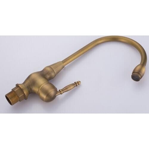 Antique Brass Basin Faucet Long nose Spout Wash Sink Tap 360 Rotation Single Handle Mixer Tap Torneiras