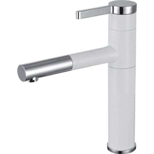 White lacquered basin faucet Low basin faucet Under counter basin faucet Wash basin hot and cold faucet White pull faucet