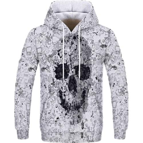 White Hoodies 3D Skull Sweatshirts Men Hoody Male Coat Autumn Tracksuit Quality harajuku Hoodies 2019 Pullover Hip Hop 2020