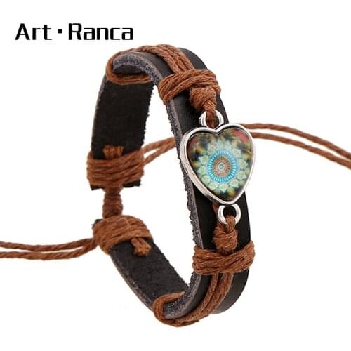 New era sun god Bracelet knitted leather cattle leather heart-shaped retro Bracelet