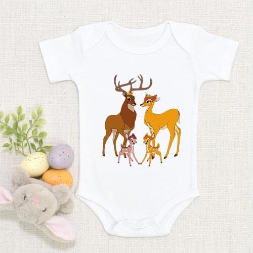 One Piece Baby Boys Girls Rompers Newborn Summer Short Sleeve Newborn Jumpsuits Bambi Kawaii Disney Infant Clothes Dropship