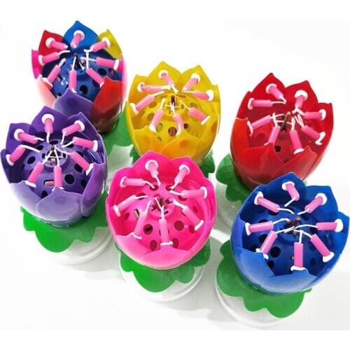 Hot Fashion Cake Flower Candles Lotus Flower Festival Music Birthday Cake Candles Decorative New Valentines Day Decorations
