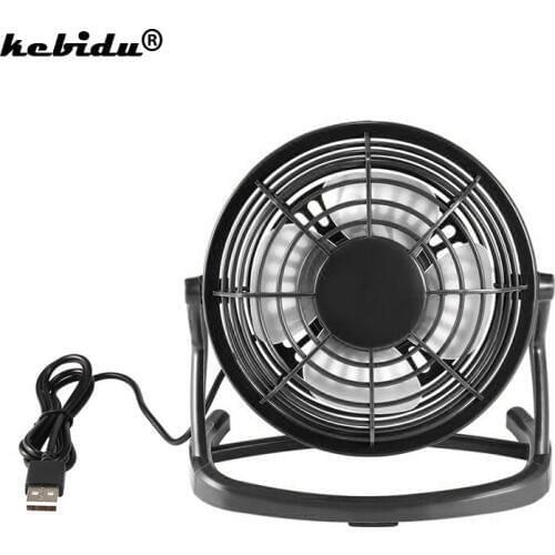 Kebidu Portable DC 5V Small Desk USB 4 Blades Cooler Cooling Fan for PC Laptop USB Mini Fans Operation Super Mute Silent Newest