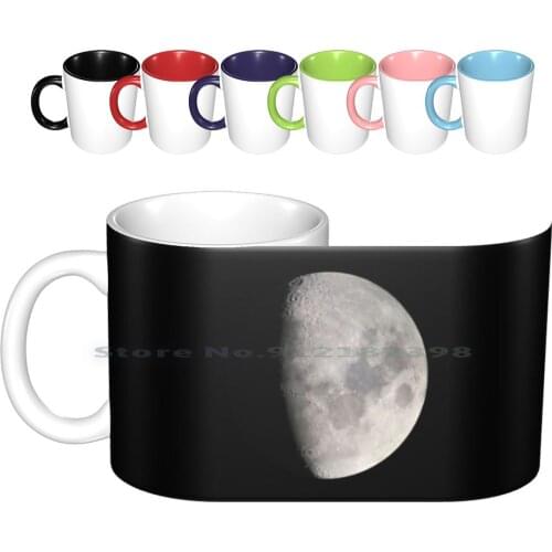 Moon Ceramic Mugs Coffee Cups Milk Tea Mug Moon Luna Waxing Gibbous Waxing Gibbous Star Sky Dark 2conchas Creative Trending