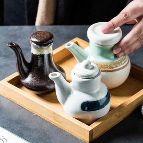 Retro Color Glaze Ceramic Light milk pot Oil Pot Spice Jar with Lid Spice Container Seasoning Box Kitchen Utensils H334