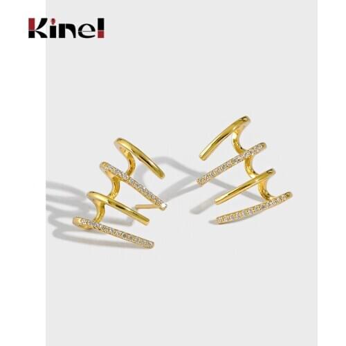Kinel Arc Shape Micro-inlaid Zircon Earrings for Women 925 Sterling Silver Fashion Wedding Party Fine Jewelry Accessories