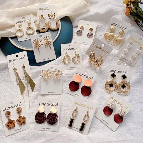 Korean Statement Crystal Alloy Drop Earrings for Women Earing Fashion Jewelry Geometric gold color Asymmetric Tassel Earrings