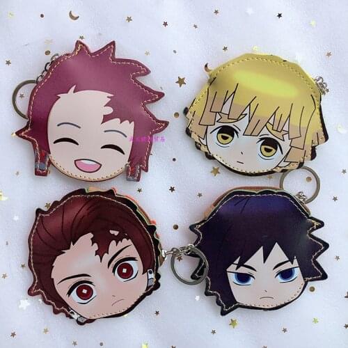 9 Types Demon Slayer Coin Purse Tanjirou Nezuko Zenitsu Inosuke Kyoujurou kimetsu no yaiba Change Purse Lovely Mini Wallet