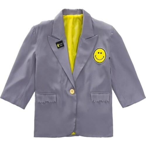 Same Star Smiling Face Printing Back Letter Printed Suit Coat Clothing for Baby Girls Jacket for Girls Boys Childrens Outerwear