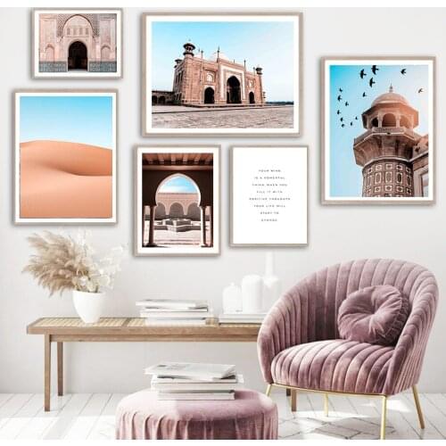 Morocco Islam Desert Pigeon Watchtower Wall Art Canvas Painting Nordic Posters And Prints Wall Pictures For Living Room Decor