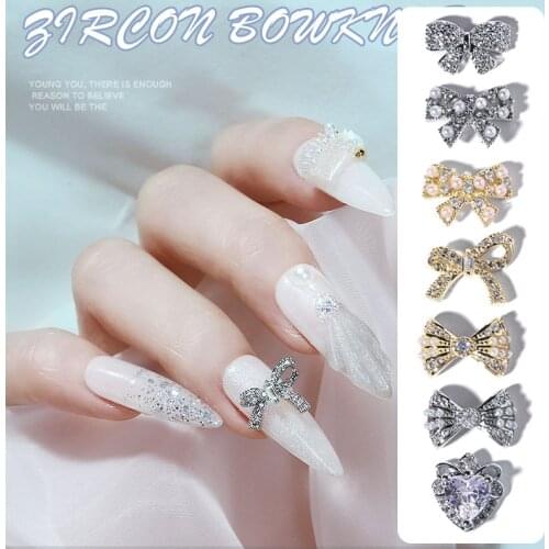 Misscheering Zircon Bow Nails Accessories for Manicure Design 2021 New Heart Nail Supplies for Professionals