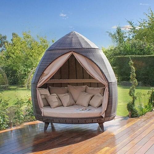 Vacation Beach Bed Rattan Terrace Sun Outdoor Leisure Birdcage Sofa Courtyard Lounger