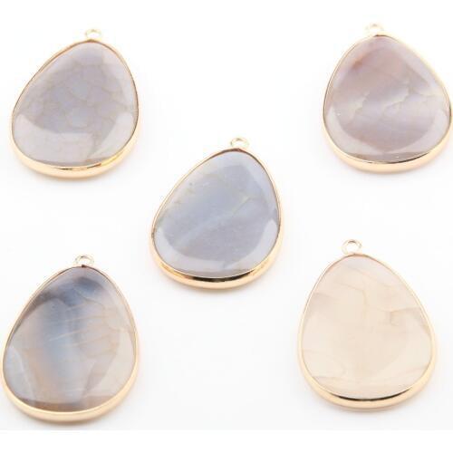 Natural Stone Grey Agates Pendants Exquisite accessories Water Drop Shape DIY for Necklace or Jewelry Making size35*35mm-40*25mm