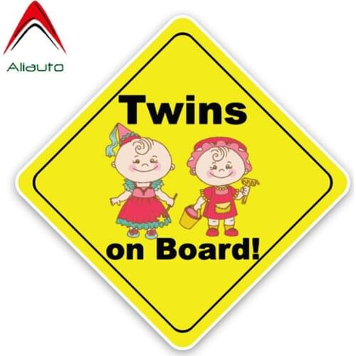 Aliauto Caution Interesting Car Sticker Twins Toy Fairy Baby on Board Safety Sign for Sunscreen Decal PVC Decoration,14cm*14cm