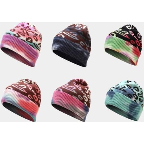 Fashion Leopard Print Beanie Winter Knitted Hat For Women Warm Wool Skullies Beanies Streetwear Hip Hop Caps Bonnet