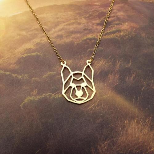 Trendy Siberian Husky Necklace Women Origami Statement Necklace Pet Jewelry