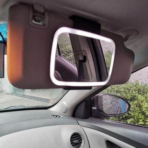 Universal Car Sun Visor Mirror With Battery Makeup Baby Car Mirror Silver-plated