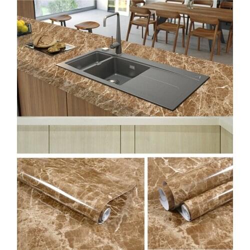Waterproof Marble Home Decor Self-Adhesive Vinyl Wallpapers Bedroom Kitchen Decoration Living Room Stove Cabinet Wall Sticker