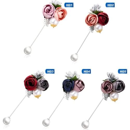 Ladies Cloth Art Pearl Fabric Flower Brooch Pin Cardigan Shirt Shawl Pin Professional Coat Badge Jewelry Accessories