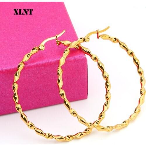 XLNT 2019 New Big Circle Round Hoop Earrings for Womens Fashion Statement Golden Punk Charm Earrings Party Jewelry