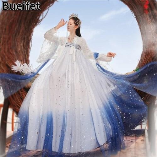 Traditional Chinese Ancient Fairy Hanfu Dance Performance Costume Classical Princess Folk Dress Han Dynasty Oriental Dance Suit