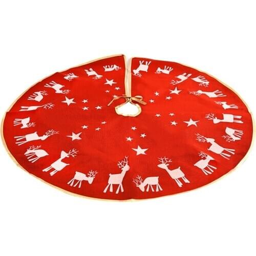 1 Pcs Christmas Tree Skirt Holiday Decoations Xmas Tree Home Decor Red Deer Pattern