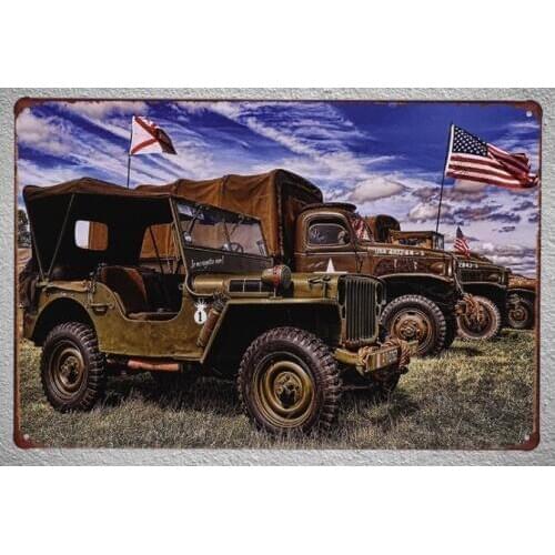 1pc War Car truck jeeper Tin Plate Sign wall man cave Decoration Man cave Art Poster metal vintage