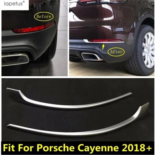 Lapetus Accessories Fit For Porsche Cayenne 2018 - 2021 Side Rear Tail Trunk Fog Light Lamp Eyelid Frame Molding Cover Kit Trim