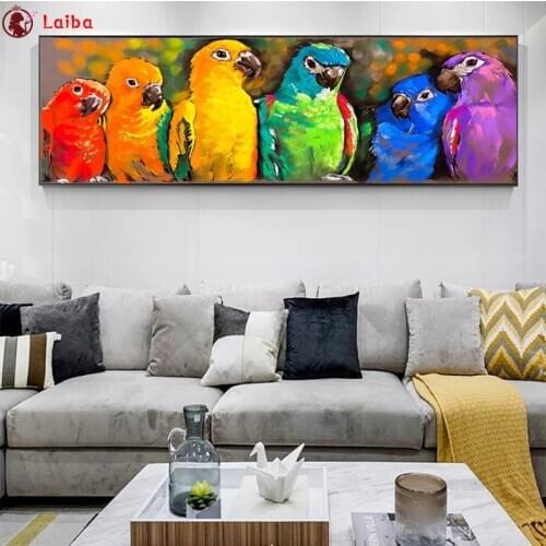 Diamond embroidery Abstract animal art, painted parrot diamond painting cross stitch 5d full square round drill 5d puzzles