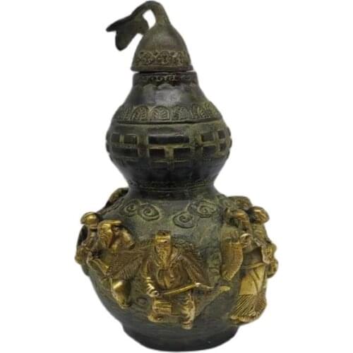 Antique Fengshui town house bronze eight immortals gourd