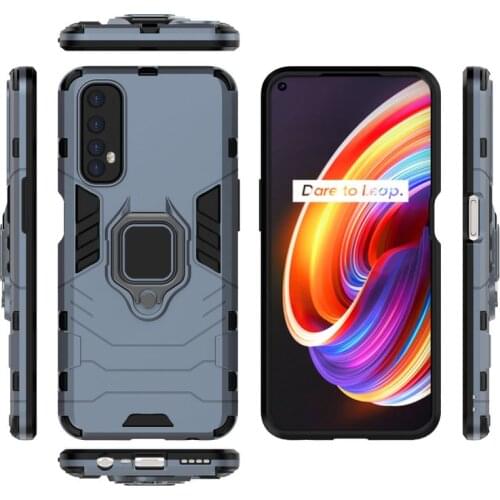 3D Ring Armor Case for Realme Narzo 30 4G RMX2156 Realme 7 4G RMX2151 Car Holder Phone Back Cover