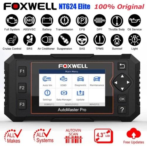Foxwell NT624 Elite OBD2 Automotive Scanner All System EPB Oil Reset Code Reader Engine Check ODB OBD 2 Car Diagnostic Tool