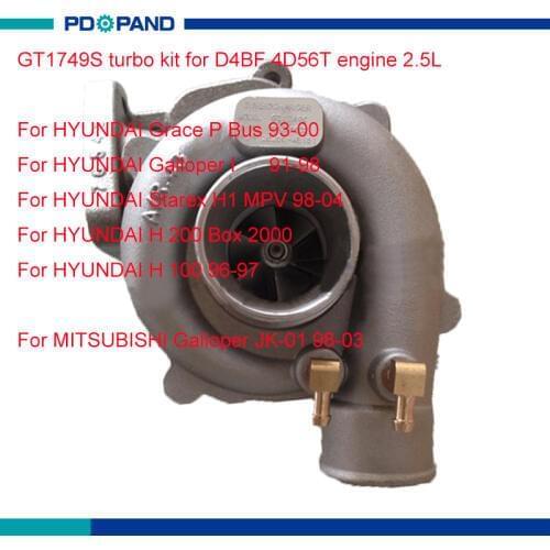 Auto turbo charger part GT1749S turbocharger 282004B151 282004B160 for Hyundai Grace Starex Galloper H100 H200 Van2.5L D4BF 4D56