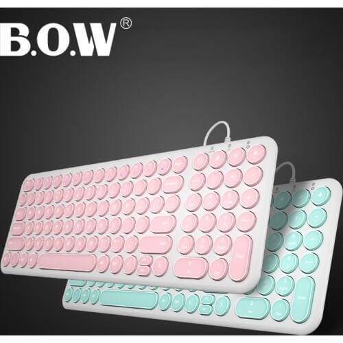 B.O.W USB Wired Keyboard For Computer ,Quiet Round 96 Keys Wireless 2.4Ghz USB Keyboard Comfortable Typing