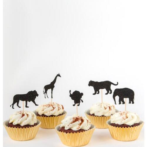 Glitter Safari Animals Cupcake Toppers kids birthday rustic Wedding Bridal Shower Engagement Party food picks cake decorations