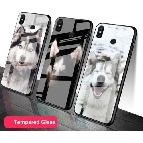 Husky Tempered Glass Phone Case For Redmi Note 5 6 7 8 9 Pro Note8T Note9S Redmi8 9 Cover Shell