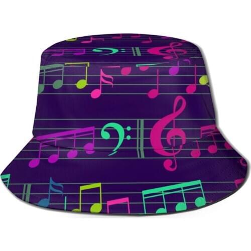 CINESSD New Fashion Bucket Hats Fisherman Caps For Women Men Gorras Summer Abstract Music Notes And Clef