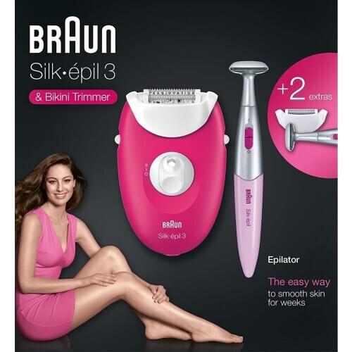 Braun Silk-epil 3 3-420 Epilator Raspberry Pink with 2 Extras