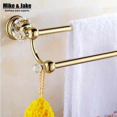 50cm Golden crystal double Towel Bar,Towel Holder,Gold Finished,Bath Products,Bathroom Accessories towel bars