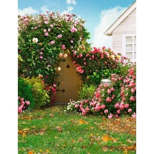 5x7ft Pink Flowers Tree House Photography Backdrops Photo Props Studio Background
