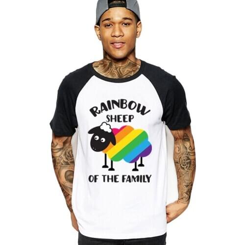 Rainbow Sheep Of The Family Mens T-shirts Mens Short Sleeves Cotton Anime T Shirt Guy Custom Print Tees life is strange tshirts