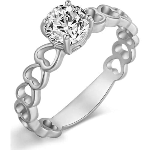 Hot Selling 925 yin chun Silver Ring Porous Heart-Shaped Exquisite Zircon Ring for Woman Girls Austrian Crystals Gift marry Ring