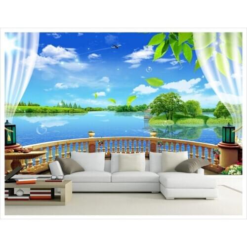 Customized 3d wallpaper 3d wall murals 3 d scenery outside the wind balcony Mediterranean style mural 3d room wallpaper