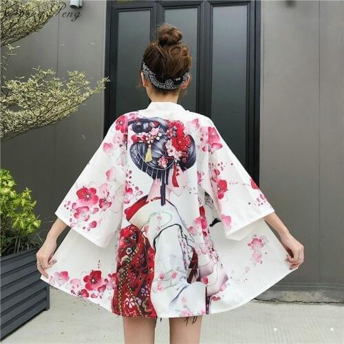 Kimonos woman 2019 yukata female Japanese outfits streetwear geisha womens kimono cosplay harajuku clothing haori obi V1634