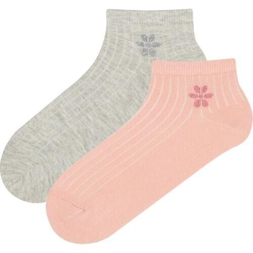 Penti Multicolour Mini Flower 2'li Booties Socks short for women ballerina colorful socks cotton casual